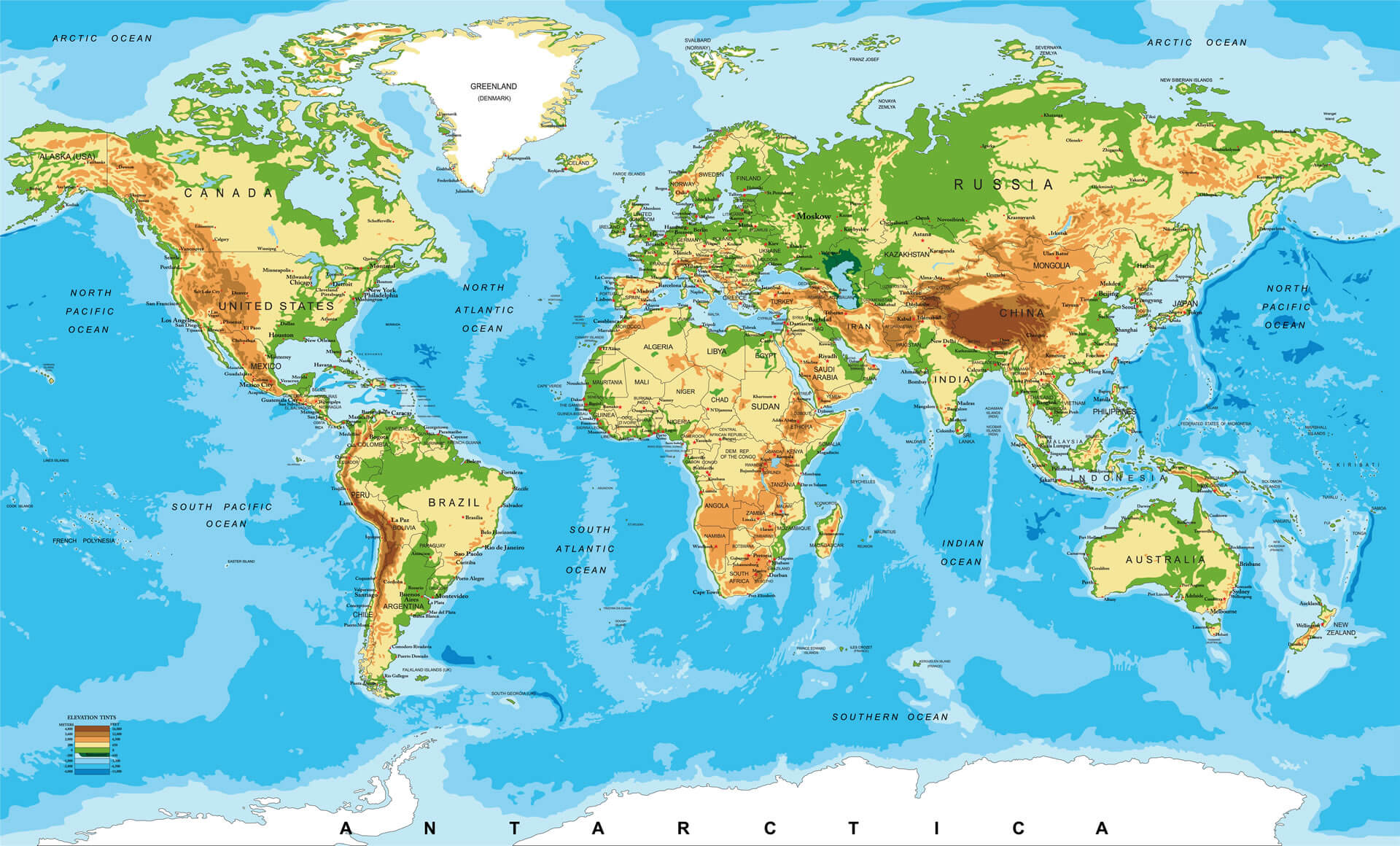 Afrika Fiziksel Haritası ve Dünya